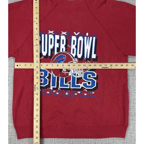 Vintage Buffalo Bills Sweatshirt Large Red NFL Super Bowl Tultex 1992 AFC Champs - Picture 4 of 11